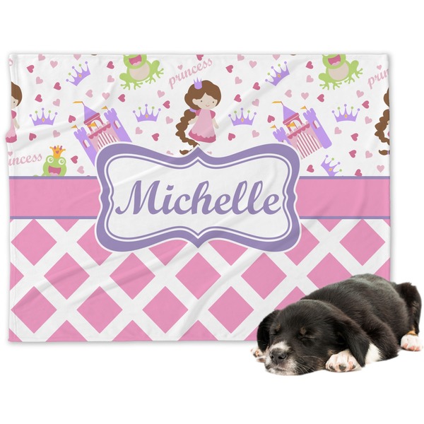 Custom Princess & Diamond Print Dog Blanket (Personalized)