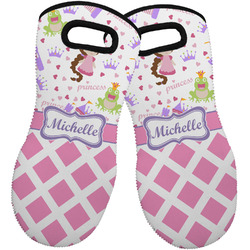 Princess & Diamond Print Neoprene Oven Mitts - Set of 2 w/ Name or Text