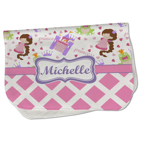 Custom Princess & Diamond Print Burp Cloth - Fleece w/ Name or Text