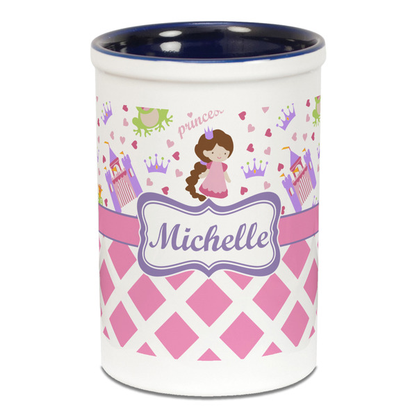 Princess & Diamond Print Pencil Holder - Blue