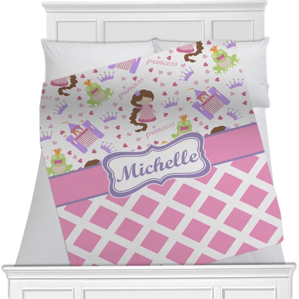 Custom Princess & Diamond Print Minky Blanket (Personalized)