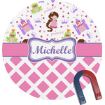 Princess & Diamond Print Round Fridge Magnet (Personalized)