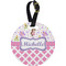 Princess & Diamond Print Plastic Luggage Tag - Round (Personalized)