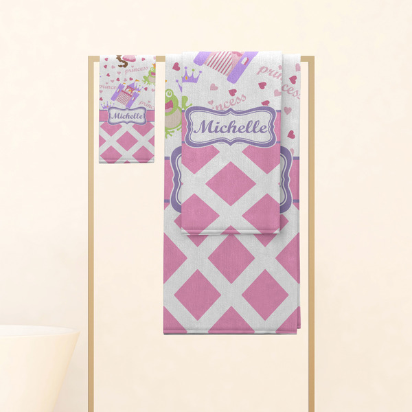 Princess & Diamond Print Personalized Towel Set