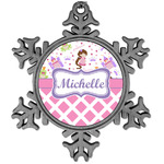 Princess & Diamond Print Vintage Snowflake Ornament (Personalized)