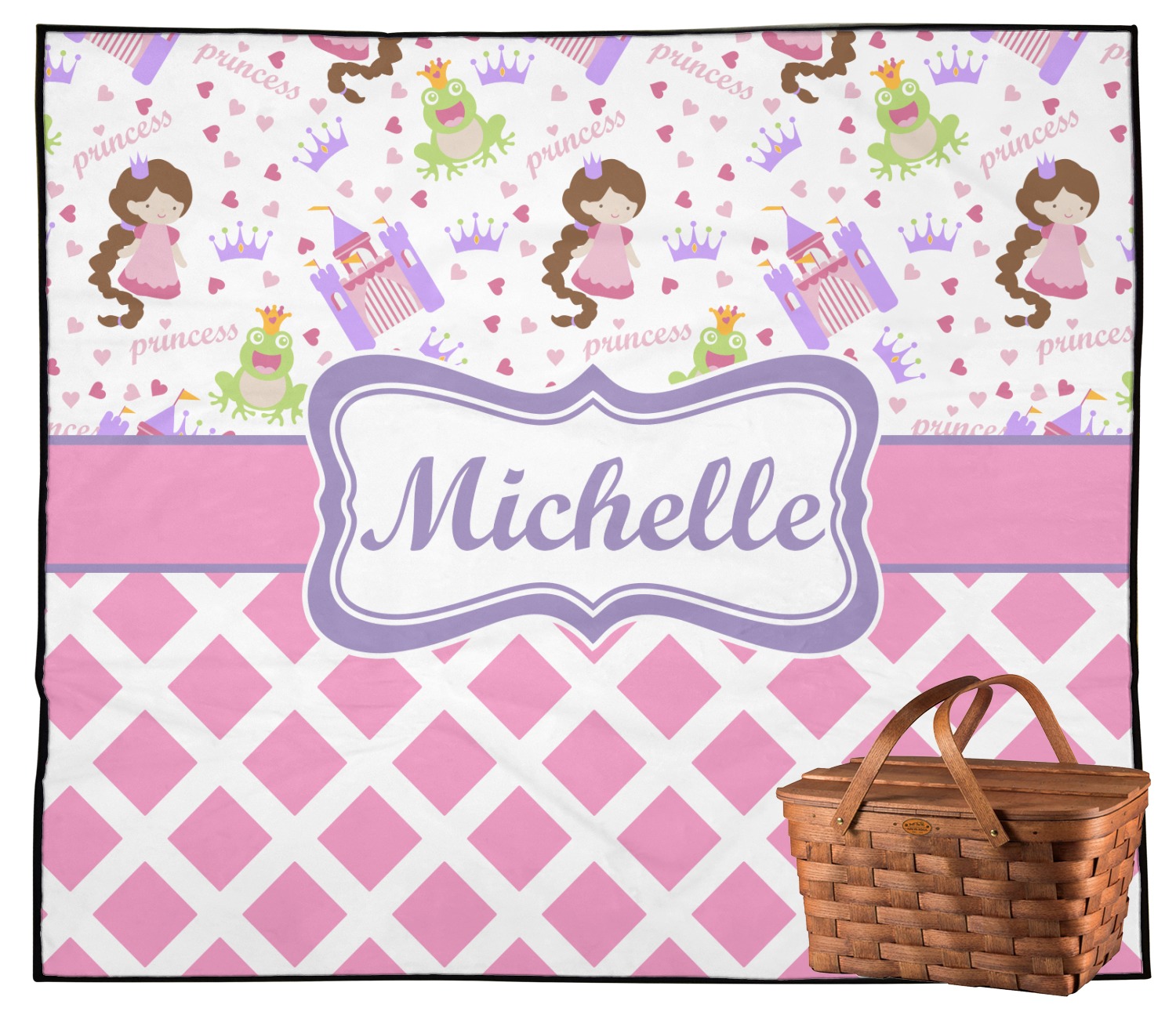 Princess & Diamond Print Outdoor Picnic Blanket (Personalized