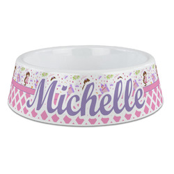 Princess & Diamond Print Plastic Dog Bowl - Large (Personalized)