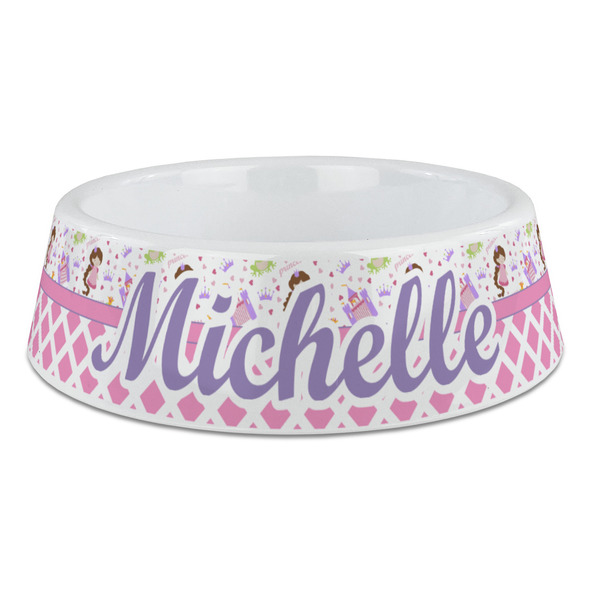 Custom Princess & Diamond Print Plastic Dog Bowl - Large (Personalized)