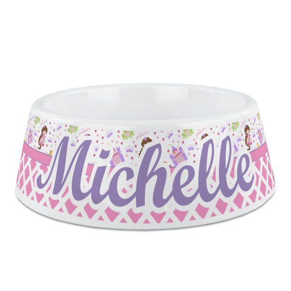 Custom Princess & Diamond Print Plastic Dog Bowl - Medium (Personalized)
