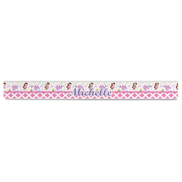 Princess & Diamond Print Plastic Ruler - 12" - FRONT