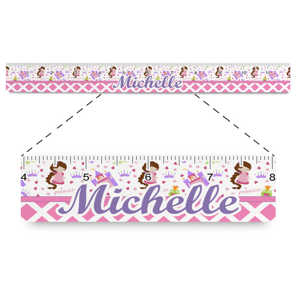 Custom Princess & Diamond Print Plastic Ruler - 12" (Personalized)