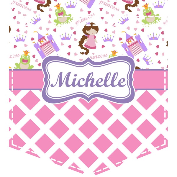 Custom Princess & Diamond Print Iron On Faux Pocket (Personalized)