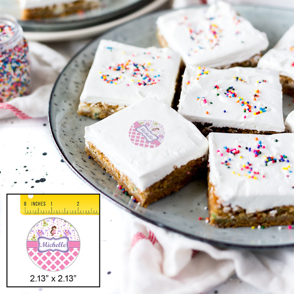 Princess & Diamond Print Printed Icing Circle - Small - In Context