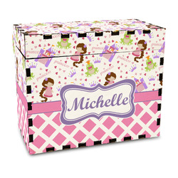 Princess & Diamond Print Wood Recipe Box - Full Color Print (Personalized)