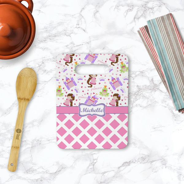 Princess & Diamond Print Rectangle Trivet with Handle - LIFESTYLE