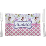 Princess & Diamond Print Rectangular Glass Lunch / Dinner Plate - Single or Set (Personalized)