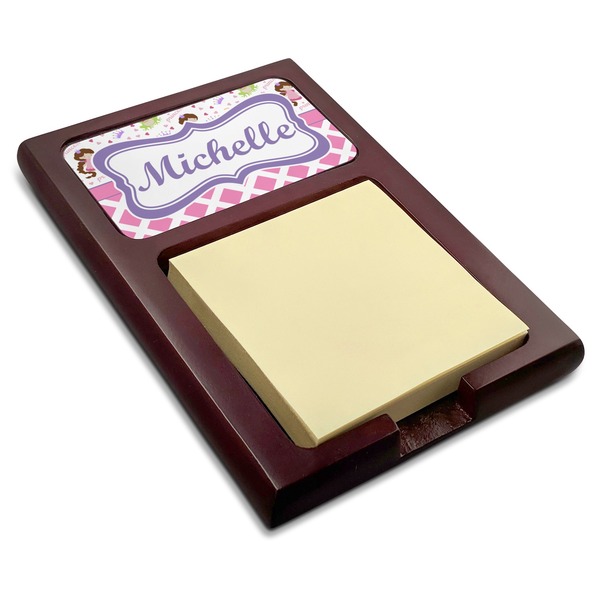 Custom Princess & Diamond Print Red Mahogany Sticky Note Holder (Personalized)