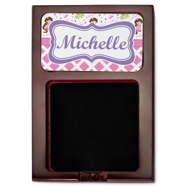 Princess & Diamond Print Red Mahogany Sticky Note Holder - Flat
