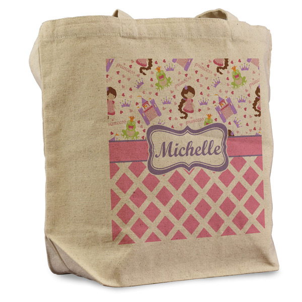Custom Princess & Diamond Print Reusable Cotton Grocery Bag (Personalized)