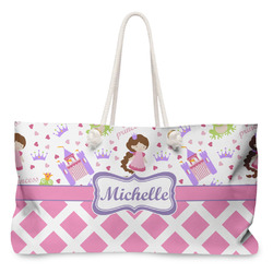 Princess & Diamond Print Large Tote Bag with Rope Handles (Personalized)