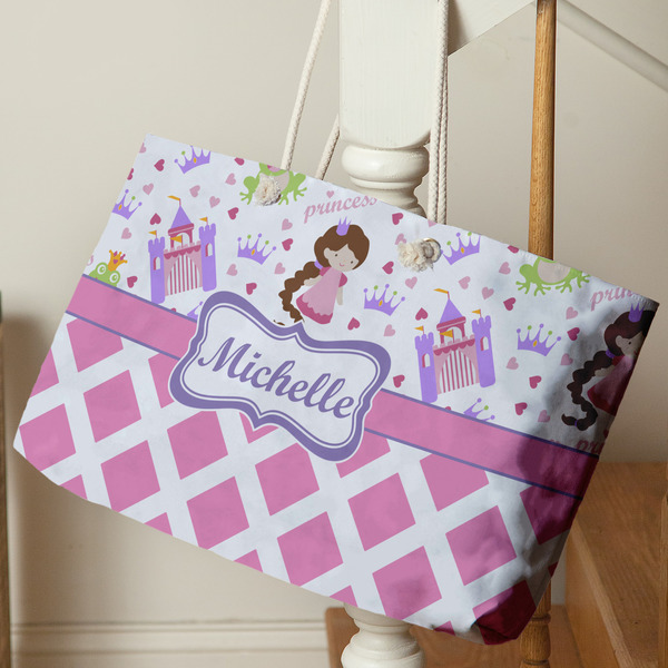 Princess & Diamond Print Large Rope Tote - Life Style