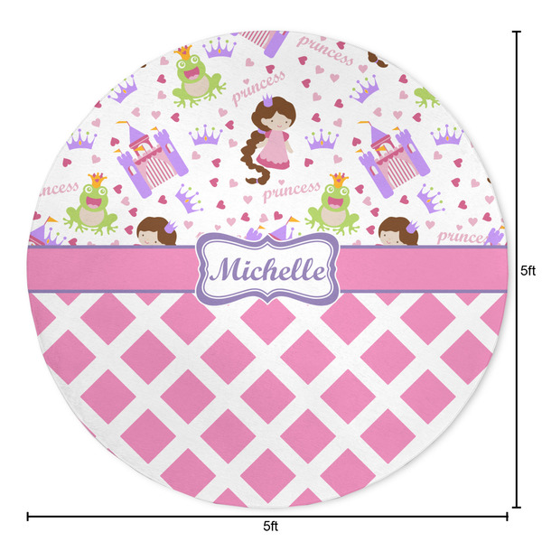 Princess & Diamond Print Round Area Rug - Size