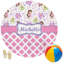 Princess & Diamond Print Round Beach Towel (Personalized)