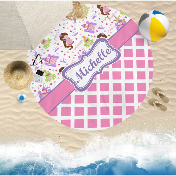 Princess & Diamond Print Round Beach Towel Lifestyle