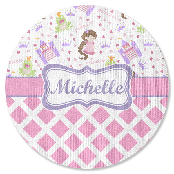 Custom Princess & Diamond Print Round Rubber Backed Coaster (Personalized)