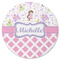 Princess & Diamond Print Round Rubber Backed Coaster (Personalized)