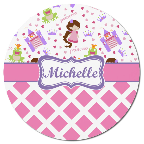 Princess & Diamond Print Round Fridge Magnet - FRONT