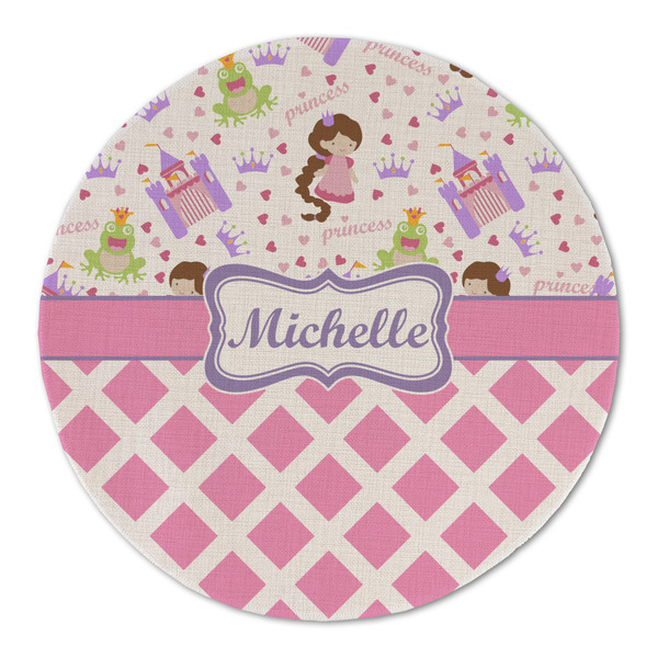 Princess & Diamond Print Round Linen Placemats - FRONT (Double Sided)