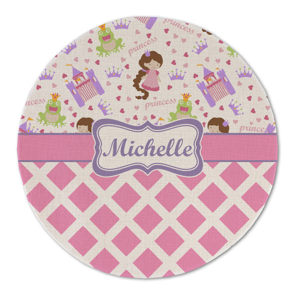 Custom Princess & Diamond Print Round Linen Placemat (Personalized)