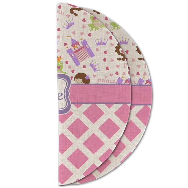 Princess & Diamond Print Round Linen Placemats - HALF FOLDED (double sided)