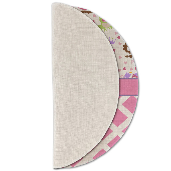 Princess & Diamond Print Round Linen Placemats - HALF FOLDED (single sided)