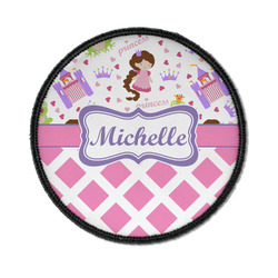 Princess & Diamond Print Iron On Round Patch w/ Name or Text