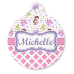 Princess & Diamond Print Round Pet ID Tag (Personalized)