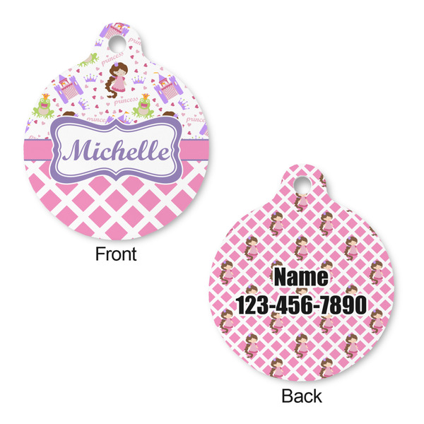 Princess & Diamond Print Round Pet Tag - Front & Back