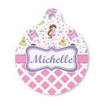 Princess & Diamond Print Round Pet ID Tag - Small (Personalized)