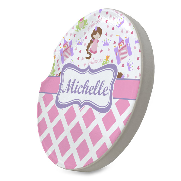 Princess & Diamond Print Sandstone Car Coaster - STANDING ANGLE