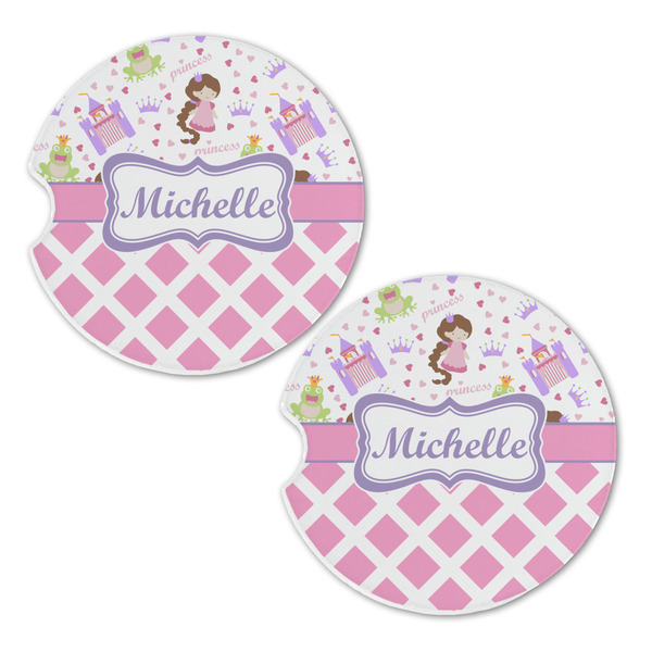 Princess & Diamond Print Sandstone Car Coasters - Set of 2