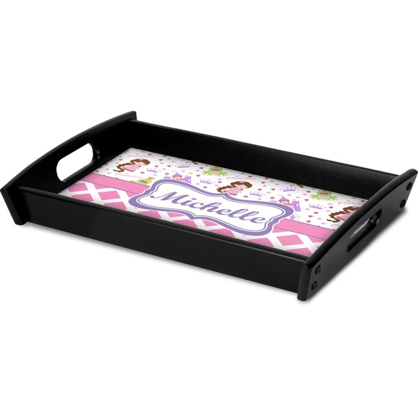 Princess & Diamond Print Serving Tray Black - Corner
