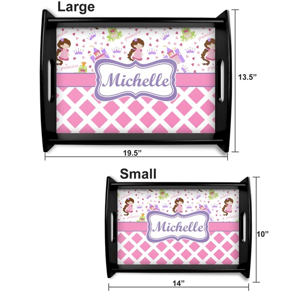 Princess & Diamond Print Serving Tray Black Sizes