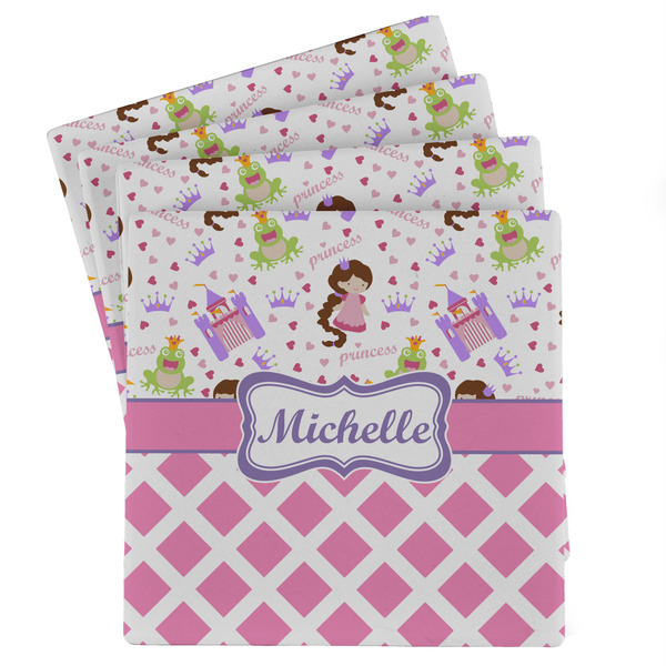 Custom Princess & Diamond Print Absorbent Stone Coasters - Set of 4 (Personalized)