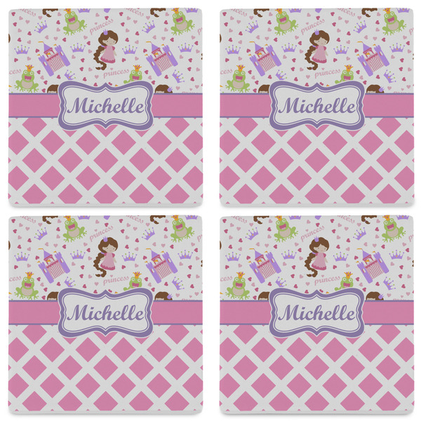 Princess & Diamond Print Set of 4 Sandstone Coasters - See All 4 View