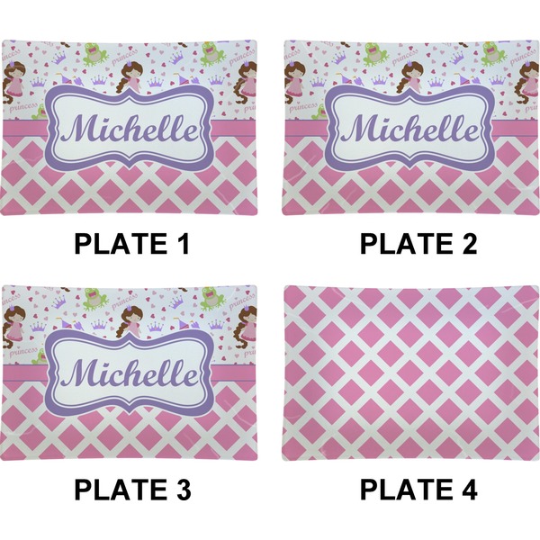 Princess & Diamond Print Set of Rectangular Appetizer / Dessert Plates (Approval)