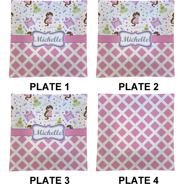 Princess & Diamond Print Set of Square Dinner Plates (Approval)
