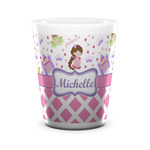 Princess & Diamond Print Ceramic Shot Glass - 1.5 oz - White - Single (Personalized)