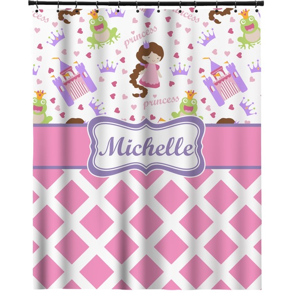 Custom Princess & Diamond Print Extra Long Shower Curtain - 70"x84" (Personalized)