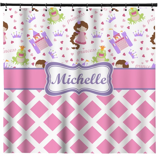 Custom Princess & Diamond Print Shower Curtain - 71" x 74" (Personalized)